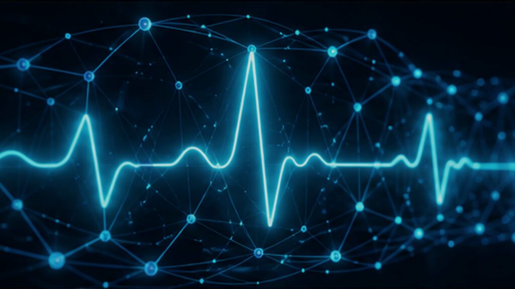 A pulse wave travelling through a protective lattice of nodes.